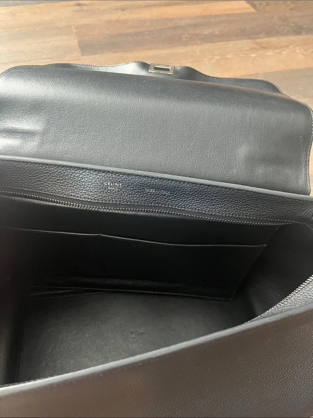 Celine Black Top-Handle Winged Satchel